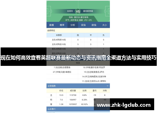 现在如何高效查看英超联赛最新动态与资讯指南全渠道方法与实用技巧